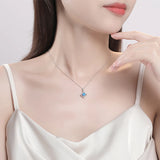 S925 Silver 4 Leaf Clover Necklace Heart Four Claws Chain