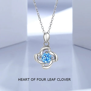 S925 Silver 4 Leaf Clover Necklace Heart Four Claws Chain