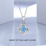 S925 Silver 4 Leaf Clover Necklace Heart Four Claws Chain