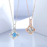 S925 Silver 4 Leaf Clover Necklace Heart Four Claws Chain
