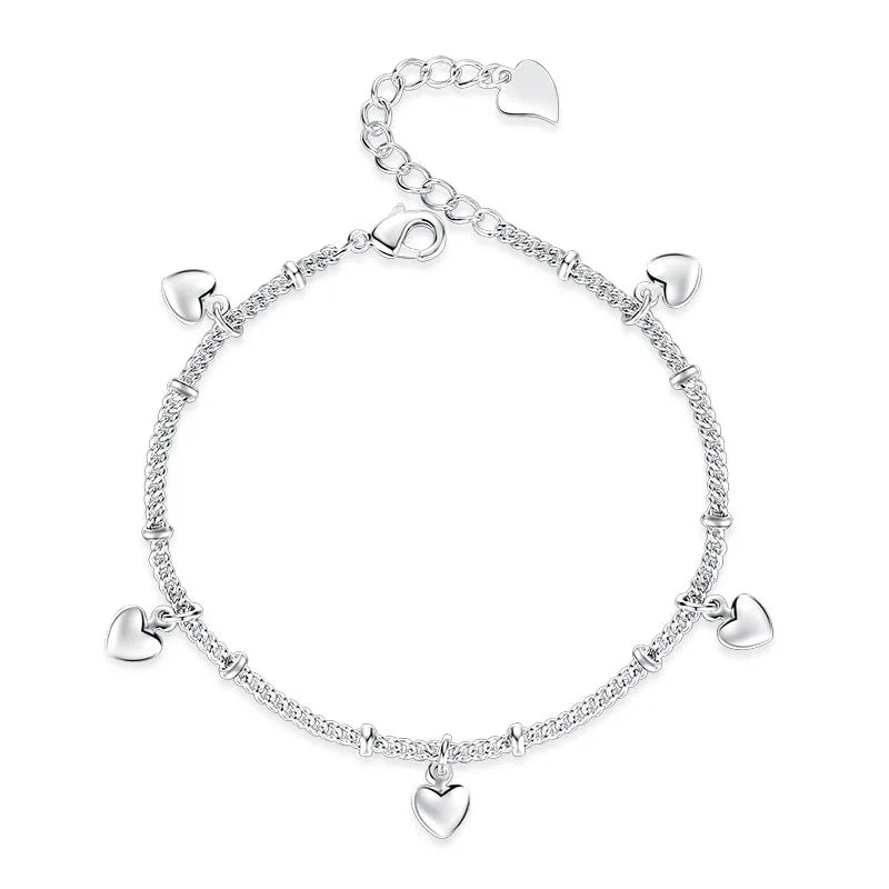 S925 Silver Hearts Bracelet Bangle Wedding Birthday Gift