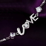 S925 Silver Hearts Love Bracelet Bangle For Women Wedding Birthday