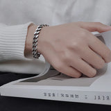 S925 Silver Tank Bracelet Couple Matte Jewelry