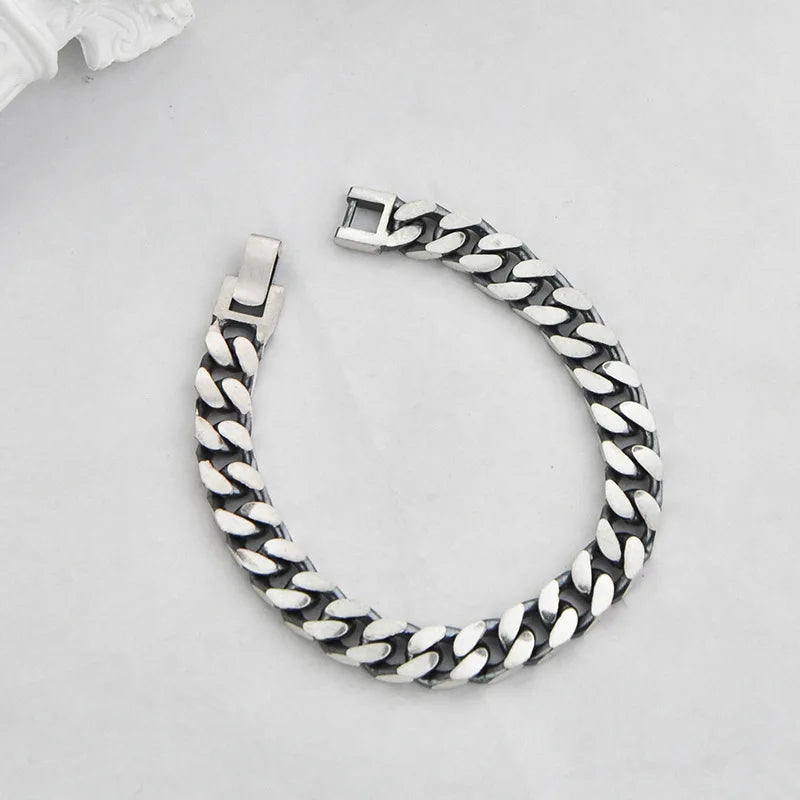 S925 Silver Tank Bracelet Couple Matte Jewelry