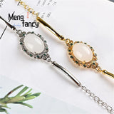 S925 Silver Hetian Jade Egg-Set Bracelet Charms Men Women Bangle