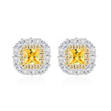 S925 Silver High Carbon Diamond Yellow Flower Ear Stud