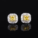 S925 Silver High Carbon Diamond Yellow Ear Stud