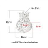 S925 Silver Hollow Money Bag Pendant for 6mm Heart Jade/Turquoise DIY Jewelry