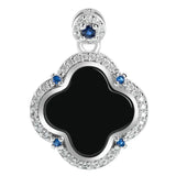 S925 Silver Four Leaf Grass Jadeite Pendant Necklace