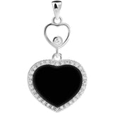 S925 Silver Inlaid Natural A Ink Jade Love Ice Jadeite Pendant Necklace