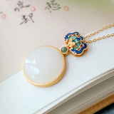 S925 Silver Natural Hetian Jade Jade Plate Pendant Necklace for Women