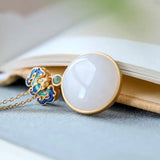 S925 Silver Natural Hetian Jade Jade Plate Pendant Necklace for Women