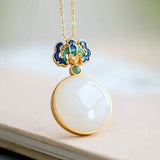 S925 Silver Natural Hetian Jade Jade Plate Pendant Necklace for Women