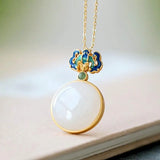 S925 Silver Natural Hetian Jade Jade Plate Pendant Necklace for Women