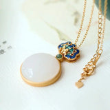 S925 Silver Natural Hetian Jade Jade Plate Pendant Necklace for Women