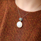 S925 Silver Natural Hetian Jade Jade Plate Pendant Necklace for Women