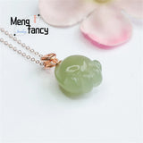 S925 Silver Hotan Jade Green Cat Claw Pendant Necklace