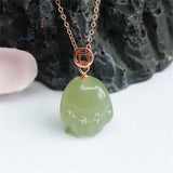 S925 Silver Hotan Jade Green Cat Claw Pendant Necklace
