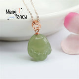 S925 Silver Hotan Jade Green Cat Claw Pendant Necklace
