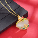S925 Silver Hetian Jade Cheongsam Pendant Necklace