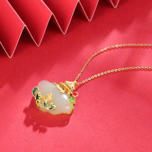 S925 Silver Hetian Jade Cheongsam Pendant Necklace