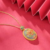S925 Silver Hetian Jade Dunhuang Pendant Necklace