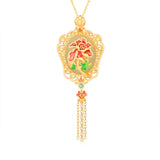 S925 Silver Hotian Jade Pendant Flower Necklace