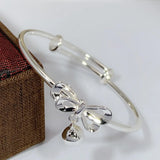 S925 Silver Sweet Bow Bell Girl Bracelet Punk Style Jewelry