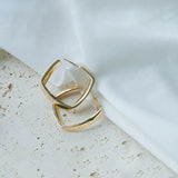 S925 Silver Irregular Square Earrings Light French Geometric Female