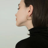 S925 Silver Irregular Square Earrings Light French Geometric Female