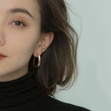 S925 Silver Irregular Square Earrings Light French Geometric Female