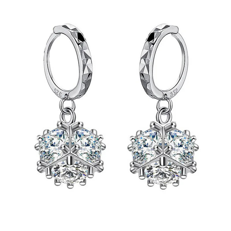 S925 Silver Heart Cat Paw Pearl Stars Tassel Hoop Earring