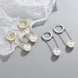S925 Silver Heart Cat Paw Pearl Stars Tassel Hoop Earring
