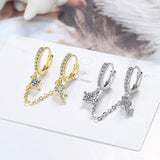 S925 Silver Heart Cat Paw Pearl Stars Tassel Hoop Earring