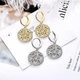 S925 Silver Pave Icy Flower Leaf Owl Tree Heart CZ Hoop Earring
