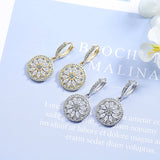 S925 Silver Pave Icy Flower Leaf Owl Tree Heart CZ Hoop Earring