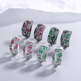 S925 Silver Pave Icy Flower Leaf Owl Tree Heart CZ Hoop Earring