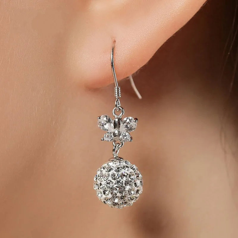 S925 Silver Pearl Clover Flower Leaf Hoop Earring