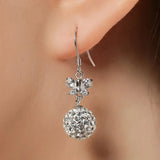 S925 Silver Pearl Clover Flower Leaf Hoop Earring