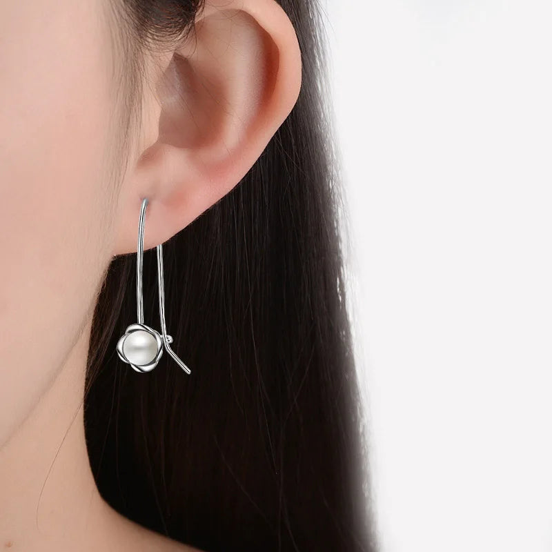 S925 Silver Lady Shambhala CZ Openwork Hearts Hoop Earring