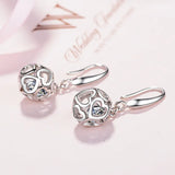 S925 Silver Lady Shambhala CZ Openwork Hearts Hoop Earring
