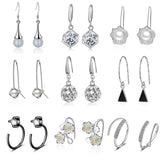 S925 Silver Lady Shambhala CZ Openwork Hearts Hoop Earring