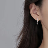 S925 Silver Light Rhinestone Square Earrings
