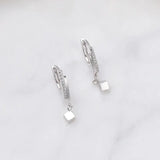 S925 Silver Light Rhinestone Square Earrings