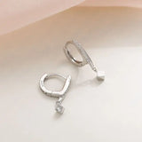 S925 Silver Light Rhinestone Square Earrings