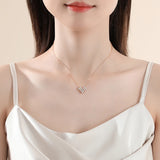 S925 Love Clover Necklace Rose Diamond Heart Pendant