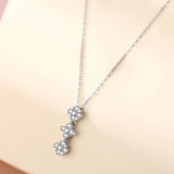 S925 Love Clover Necklace Rose Diamond Heart Pendant