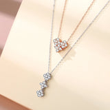 S925 Love Clover Necklace Rose Diamond Heart Pendant