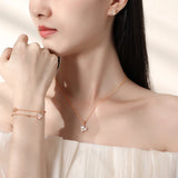 S925 Silver Clover Bracelet Mother of Pearl CZ Jewelry