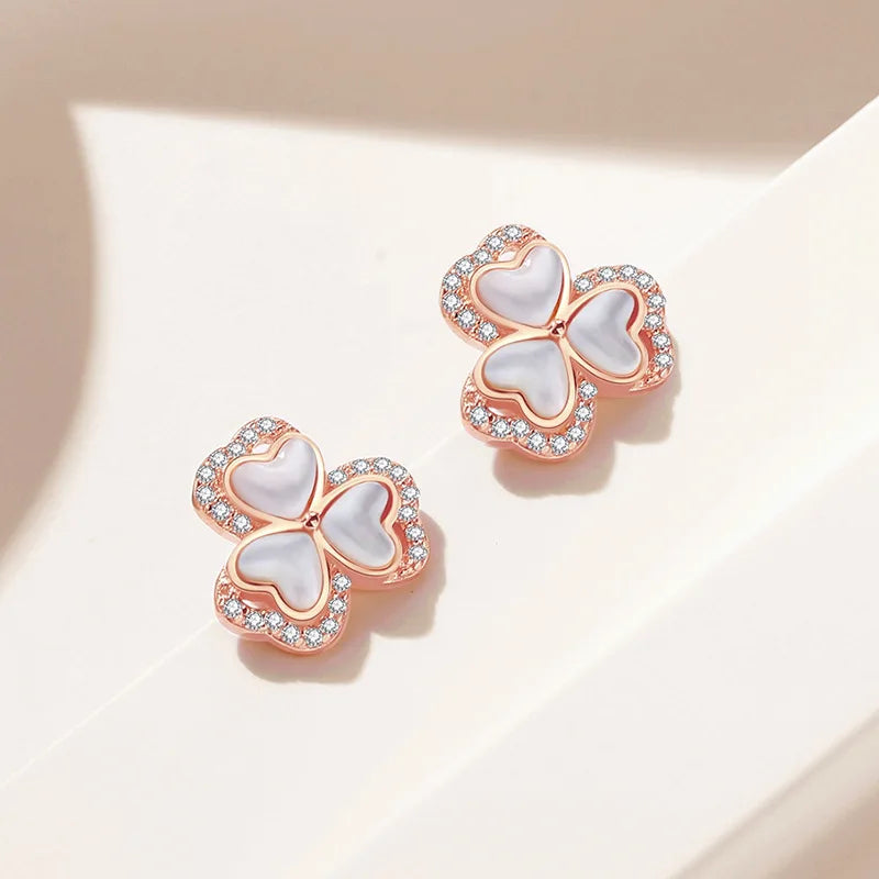 S925 Silver Clover Bracelet Mother of Pearl CZ Jewelry